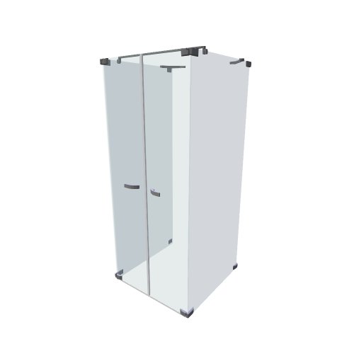 Hueppe / PARIS rahmenlos / litaci dvere s b stenami U kabina - (876x923x2028)